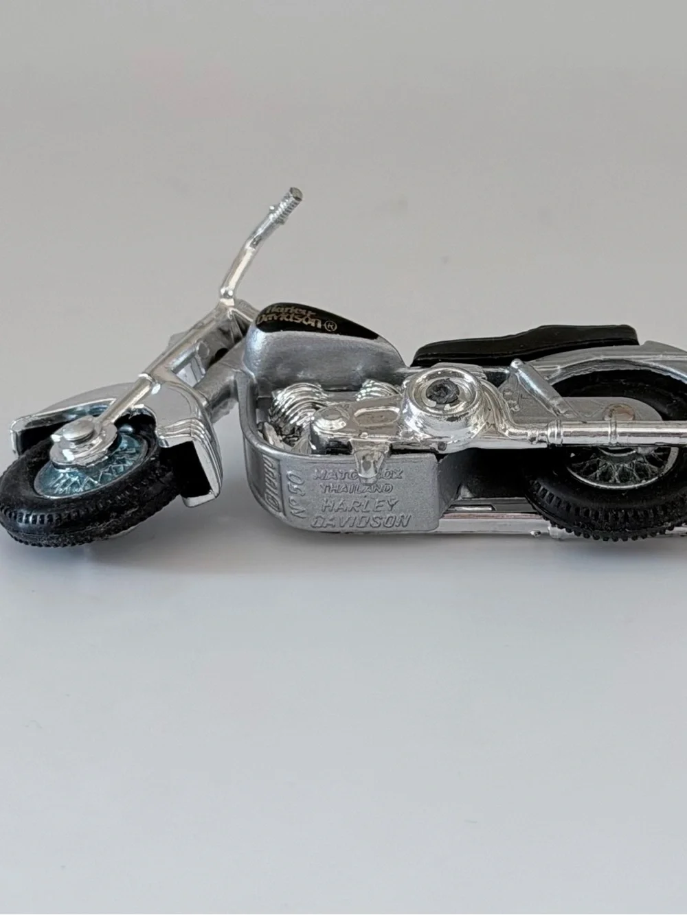 Vintage Harley Davidson 1/66 Matchbox Silver & Black Diecast Motorcycle